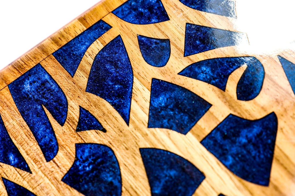 Backgammon Board - Dark Blue Epoxy Trees - Unumperfectus