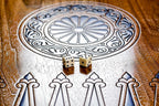 Dark Blue Epoxy Trees backgammon board - hand-carved detail shot