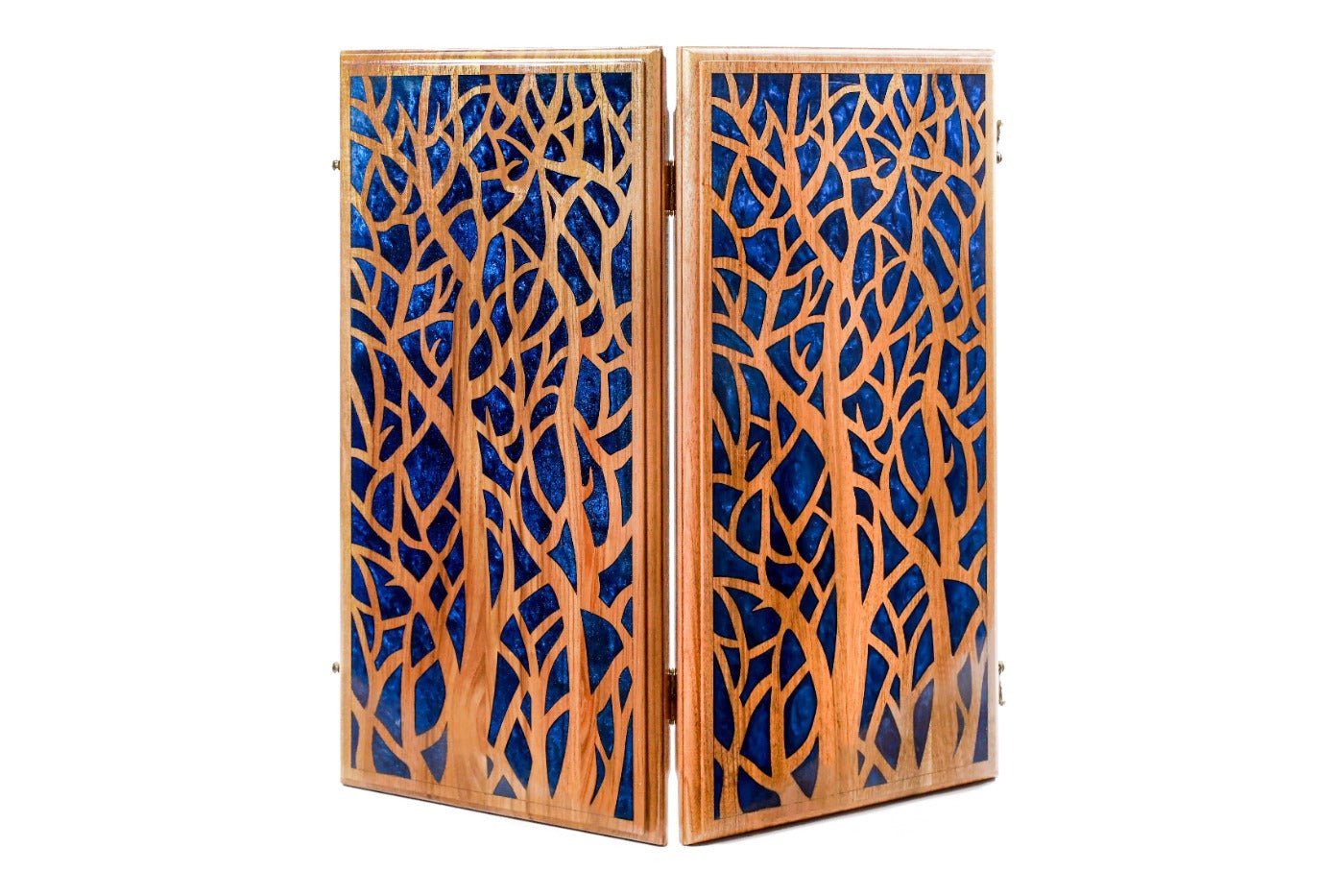Backgammon Board - Dark Blue Epoxy Trees - Unumperfectus