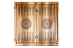 Pomegranate Classic Red Epoxy backgammon board - angled view