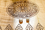 Pomegranate Classic Red Epoxy backgammon board - close-up of the playing surface