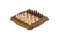 Wooden chess set with contour outline and braided carved border in beech wood — by Hrachya Ohanyan