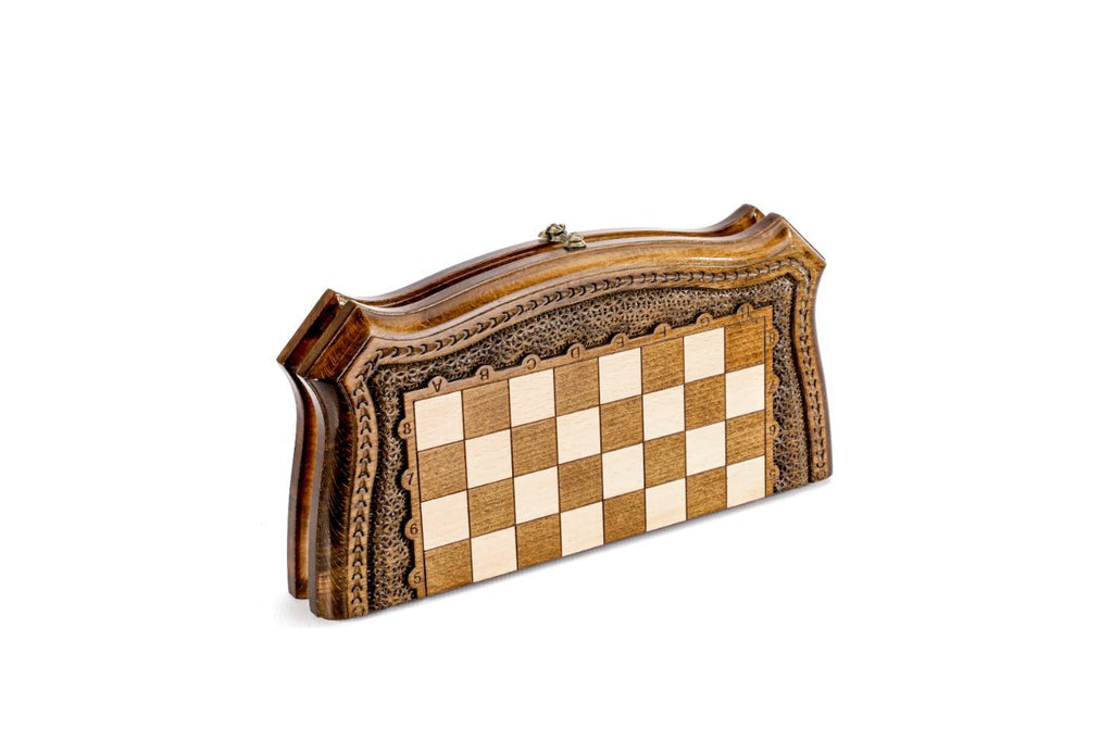 Wooden Carved Chess Set & Backgammon 30 cm | 11.8" - Unumperfectus