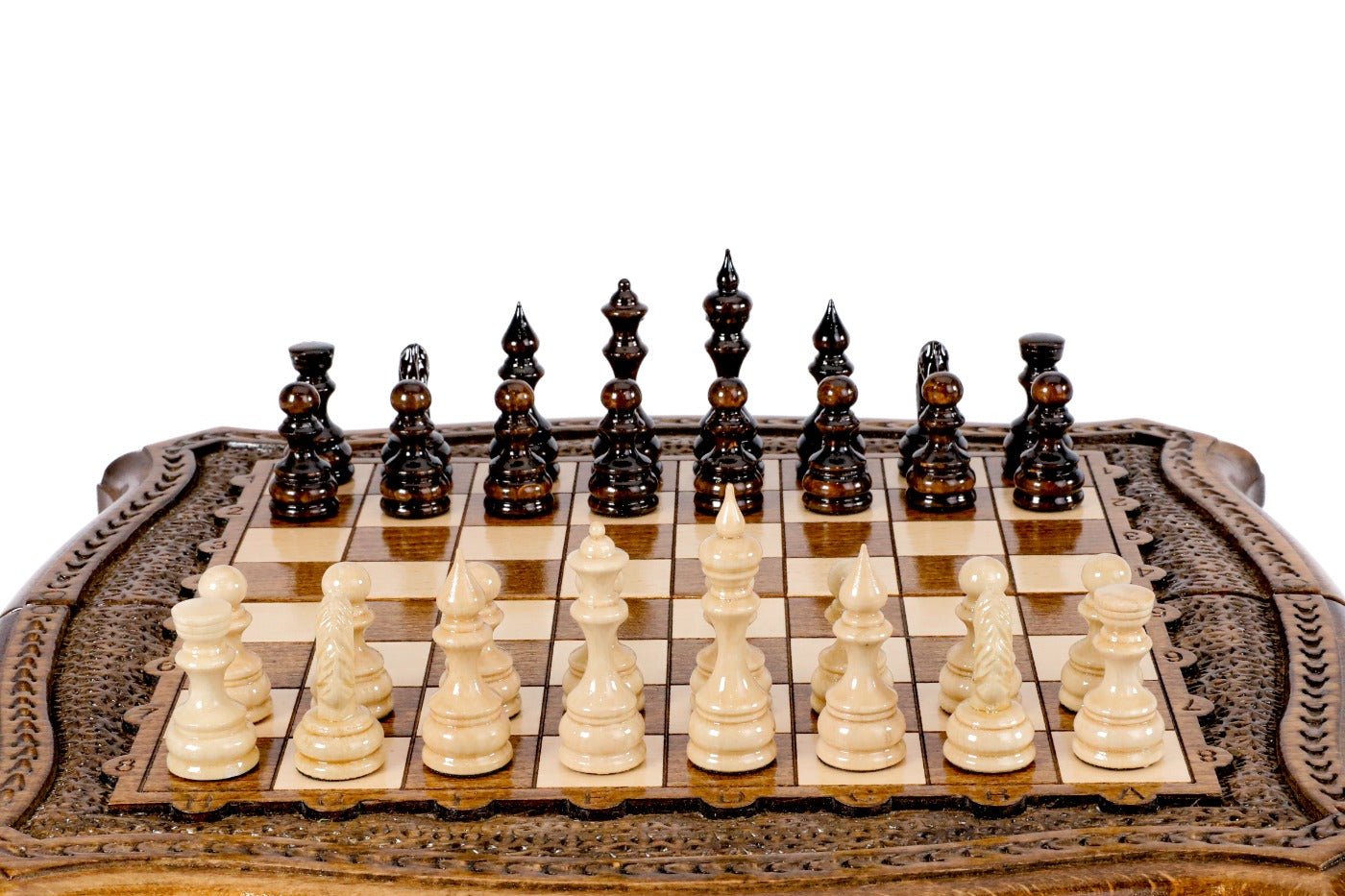 Wooden Carved Chess Set & Backgammon 30 cm | 11.8" - Unumperfectus