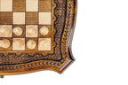 Carved chess and backgammon set - side profile of the board