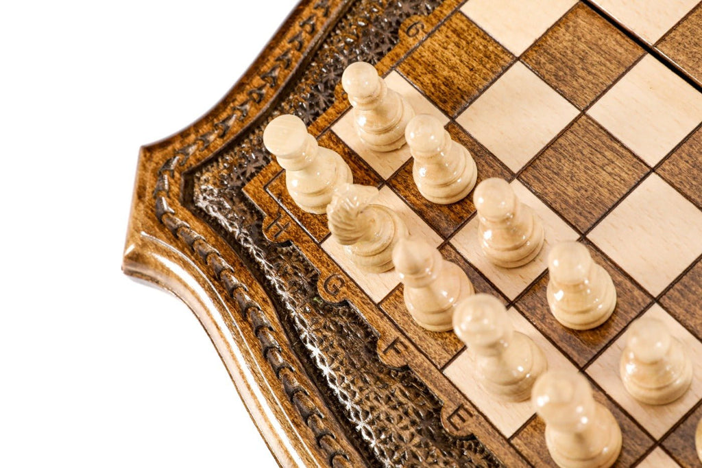 Wooden Carved Chess Set & Backgammon 30 cm | 11.8" - Unumperfectus