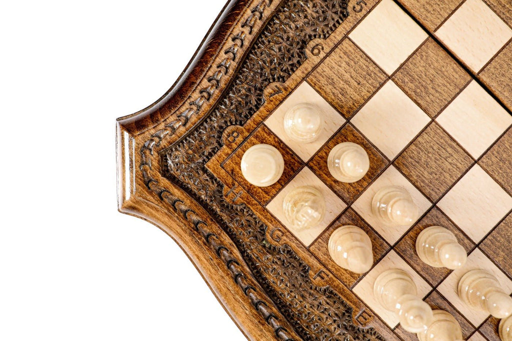 Wooden Carved Chess Set & Backgammon 30 cm | 11.8" - Unumperfectus
