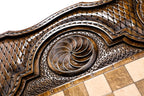 Bear backgammon board - detail of the wood grain and finish