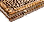 Octagram backgammon board - playing pieces and dice arranged on the board