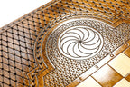 Pomegranate Grapes backgammon board - detail of the wood grain and finish