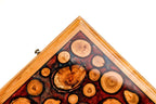Tree Branch Epoxy Double Sided backgammon board - corner detail of the board