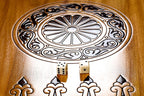 Tree Branch Epoxy Double Sided backgammon board - hand-carved detail shot