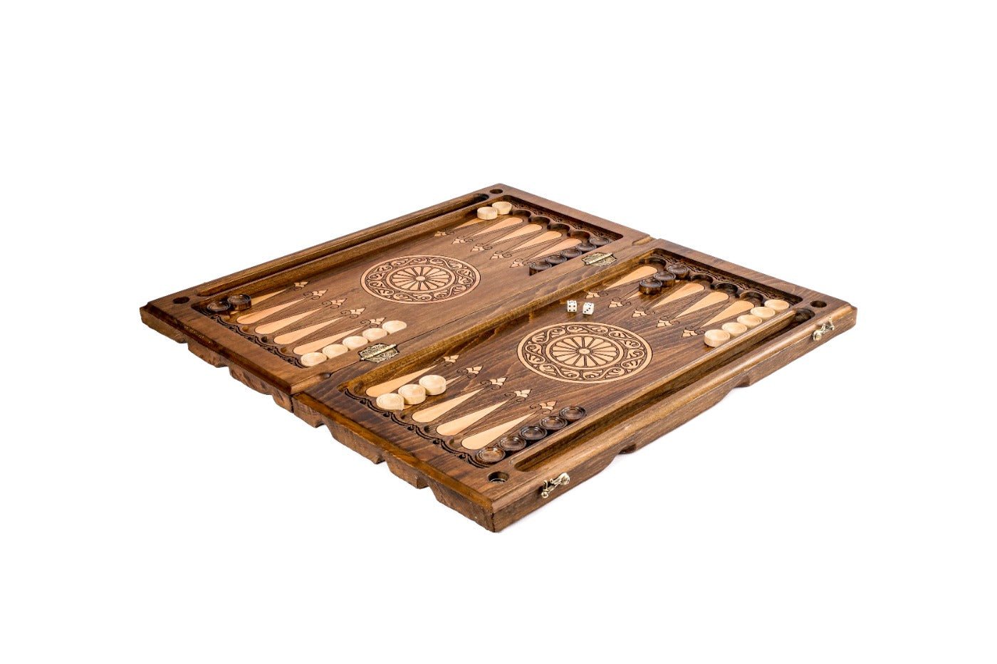 Premium handcrafted wooden backgammon board modern striped design