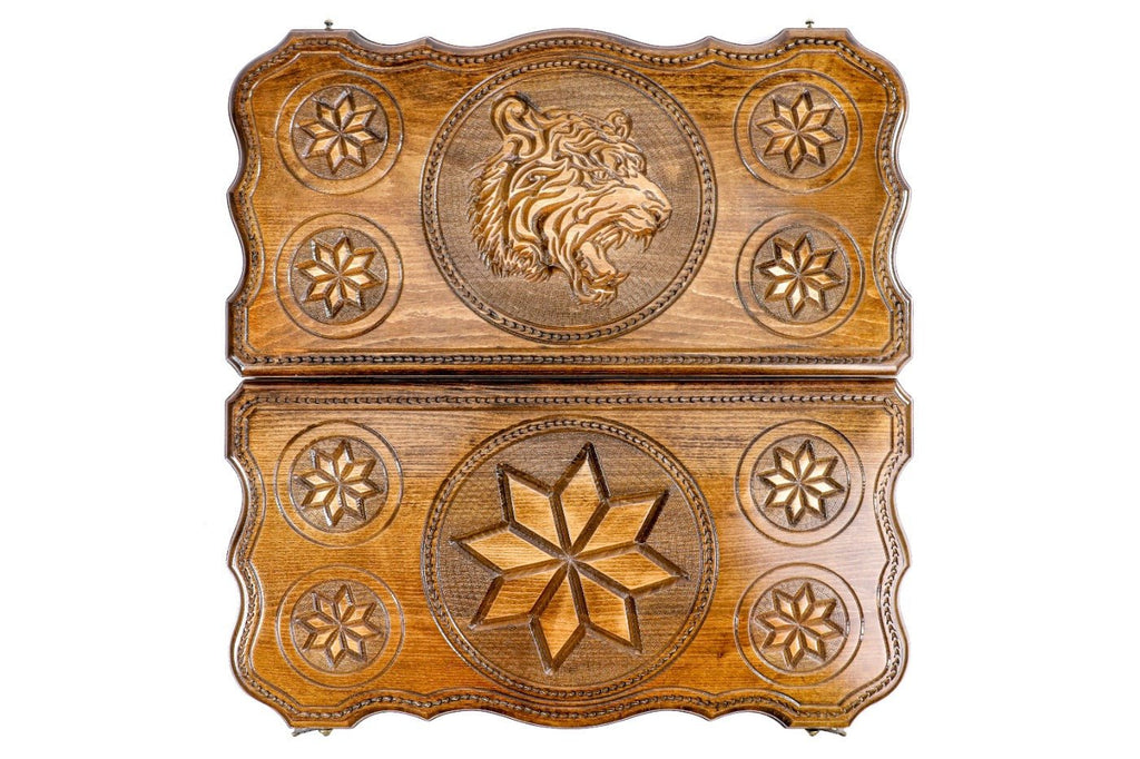 Wooden Backgammon Board Tiger 23.6" | 60 cm - Unumperfectus