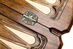Tiger backgammon board - detail of the wood grain and finish
