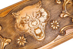 Handcrafted backgammon set with wolf motif detailing