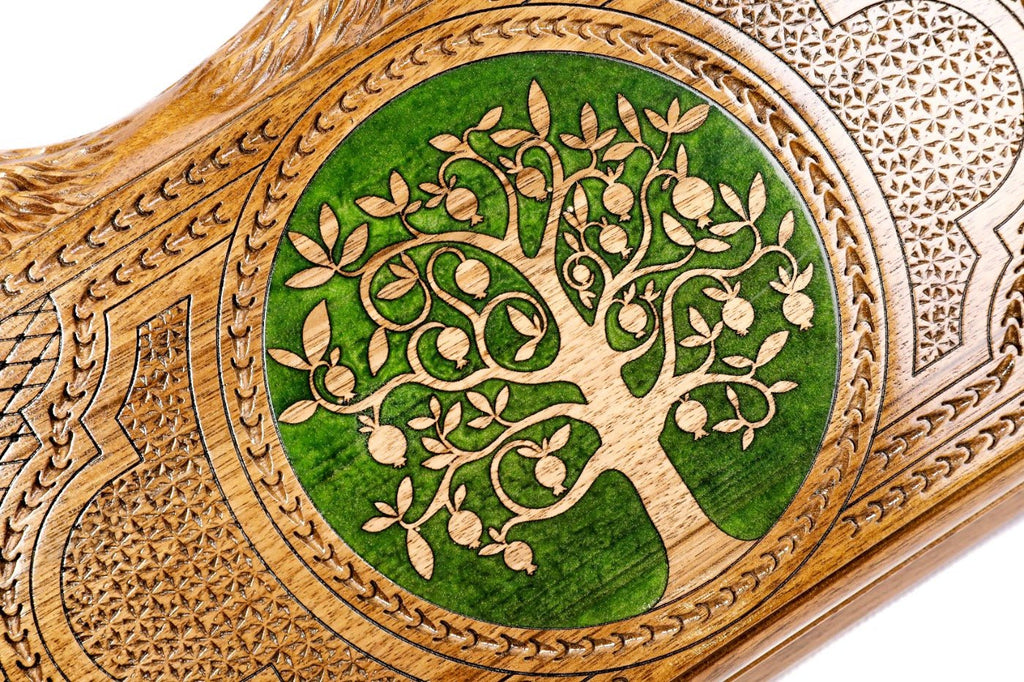 Luxury wooden backgammon board pomegranate artistic epoxy Ararat silhouette