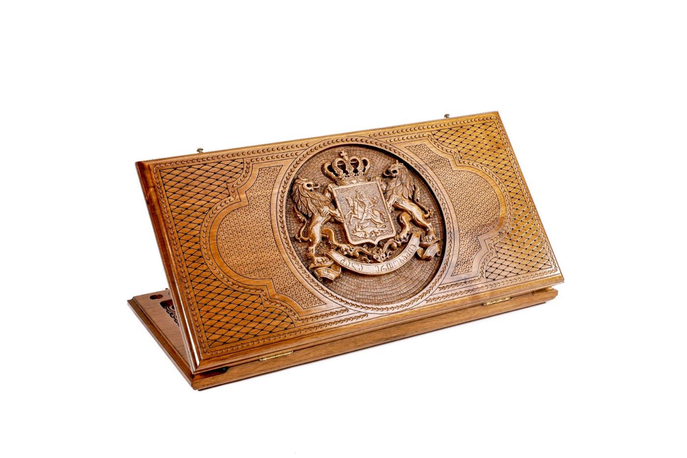 Georgian coat of arms wooden backgammon board handcrafted classic design