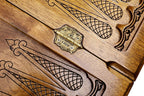 Coat of Arms of Georgia backgammon board - side profile showing the craftsmanship