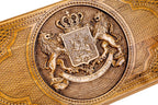 Luxury backgammon board with Georgia heraldic wooden engraving detail