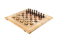 Luxury wooden chess set with scalloped carved border in natural beech wood — by Hrachya Ohanyan