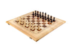 Luxury wooden chess set with scalloped carved border in natural beech wood — by Hrachya Ohanyan