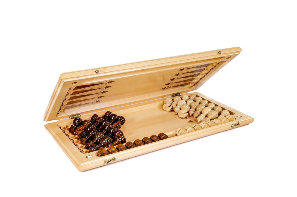 Wooden Carved Chess Set & Backgammon  —  70 cm | 27.5" - Unumperfectus