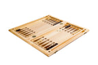 Premium beech wood chess and backgammon set with scalloped border — 27.5" large format