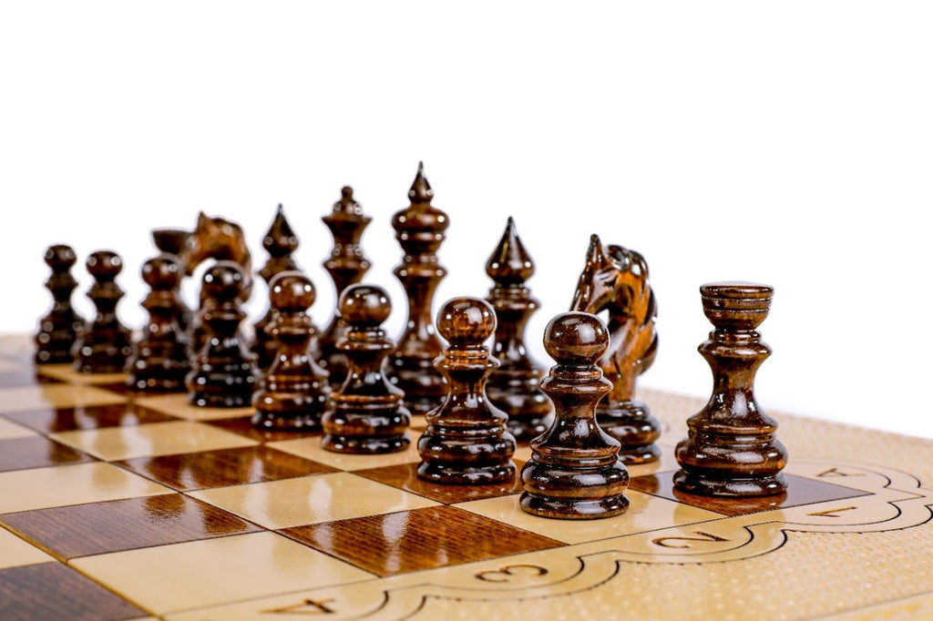 Wooden Carved Chess Set & Backgammon  —  70 cm | 27.5" - Unumperfectus