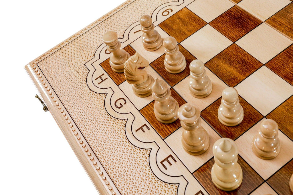 Wooden Carved Chess Set & Backgammon  —  70 cm | 27.5" - Unumperfectus