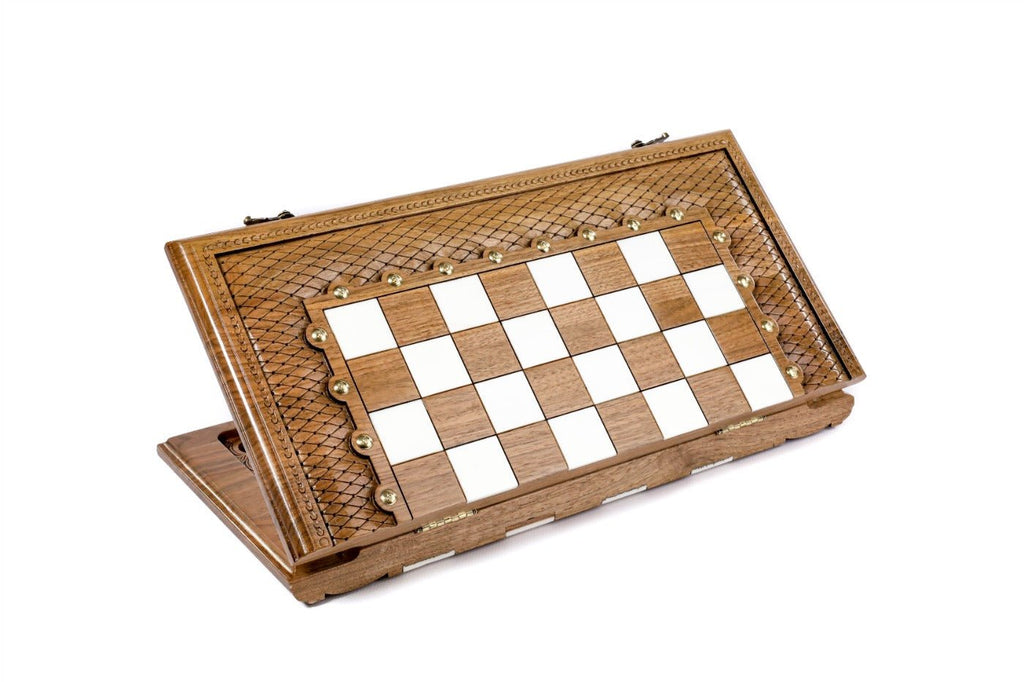 Hand carved Luxury Wooden Chess Set & Backgammon 50 cm | 19.7" - Unumperfectus
