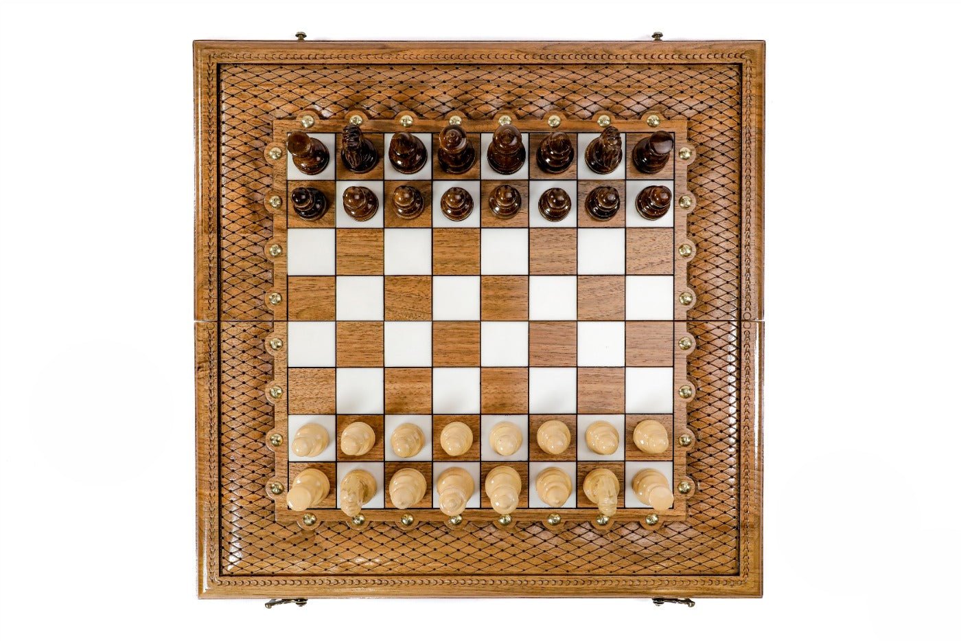 Hand carved Luxury Wooden Chess Set & Backgammon 50 cm | 19.7" - Unumperfectus