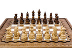 Hand carved chess and backgammon set - chess pieces set up for play