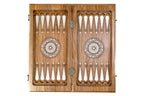 Hand carved chess and backgammon set - corner detail of the board