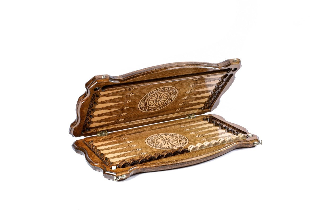 Backgammon Board - Classic Wooden Design with Contour Outline - Unumperfectus