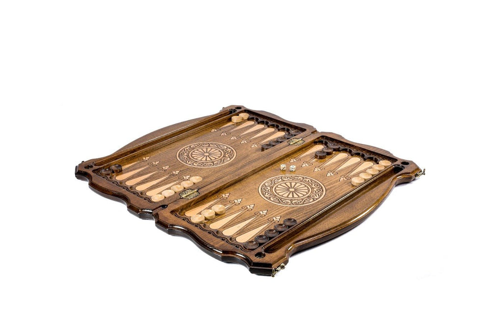 Premium handcrafted wooden backgammon board minimal contour design
