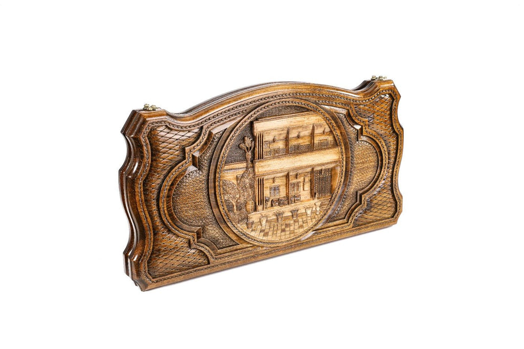 Backgammon Board - Classic Wooden Design with Contour Outline - Unumperfectus