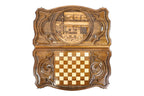 Classic Design Contour Outline backgammon board - corner detail of the board