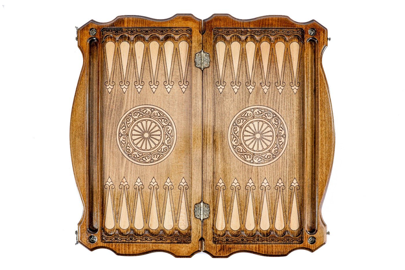 Backgammon Board - Classic Wooden Design with Contour Outline - Unumperfectus