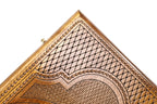 Ornamental backgammon board - playing pieces and dice arranged on the board