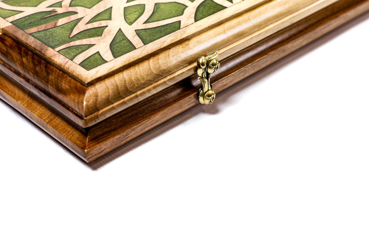 Backgammon Board - Classic Green Epoxy Trees Wooden Two-Sided - Unumperfectus