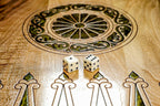 Classic Green Epoxy Trees Two Sided backgammon board - hand-carved detail shot