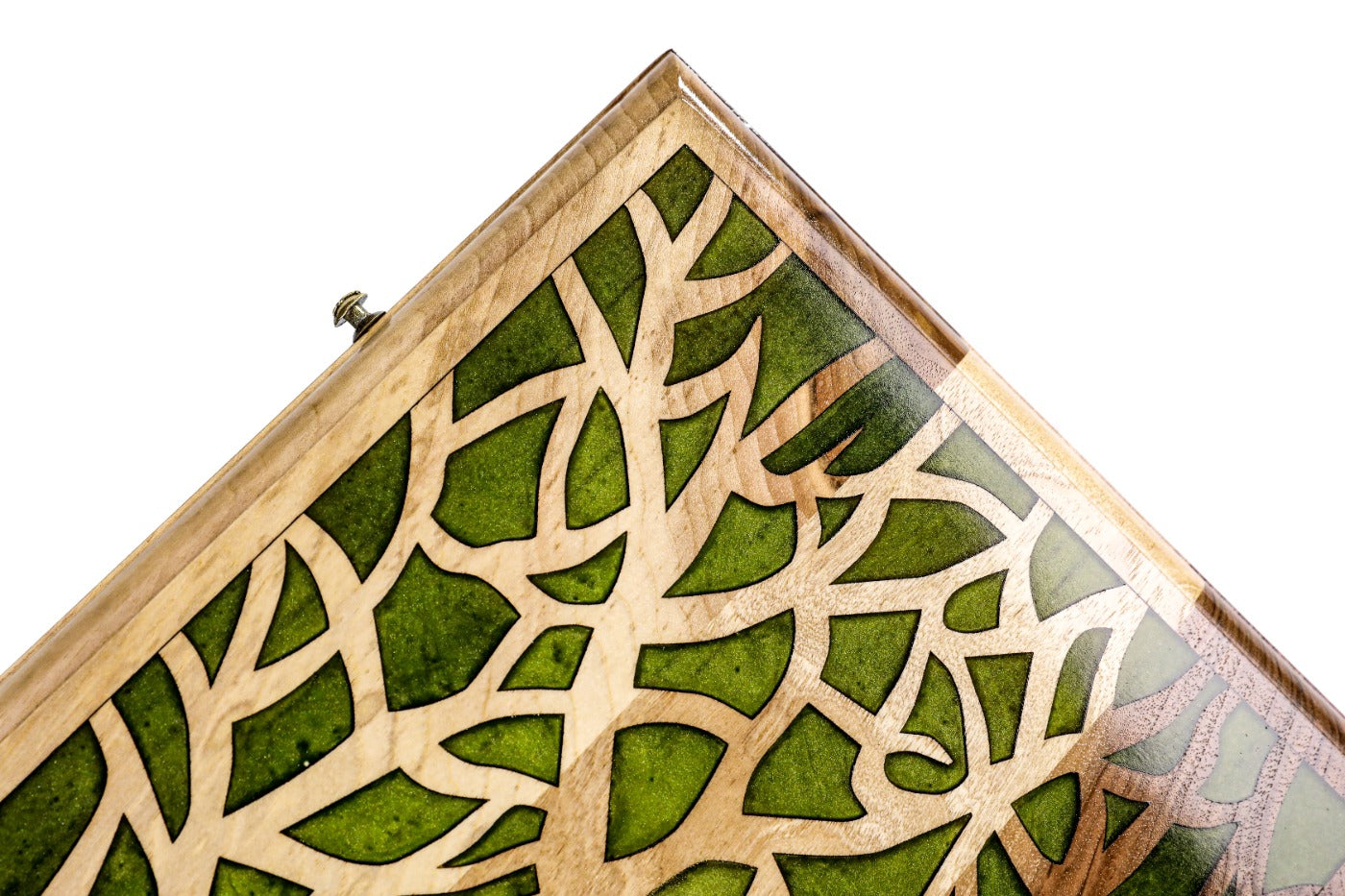 Backgammon Board - Classic Green Epoxy Trees Wooden Two-Sided - Unumperfectus