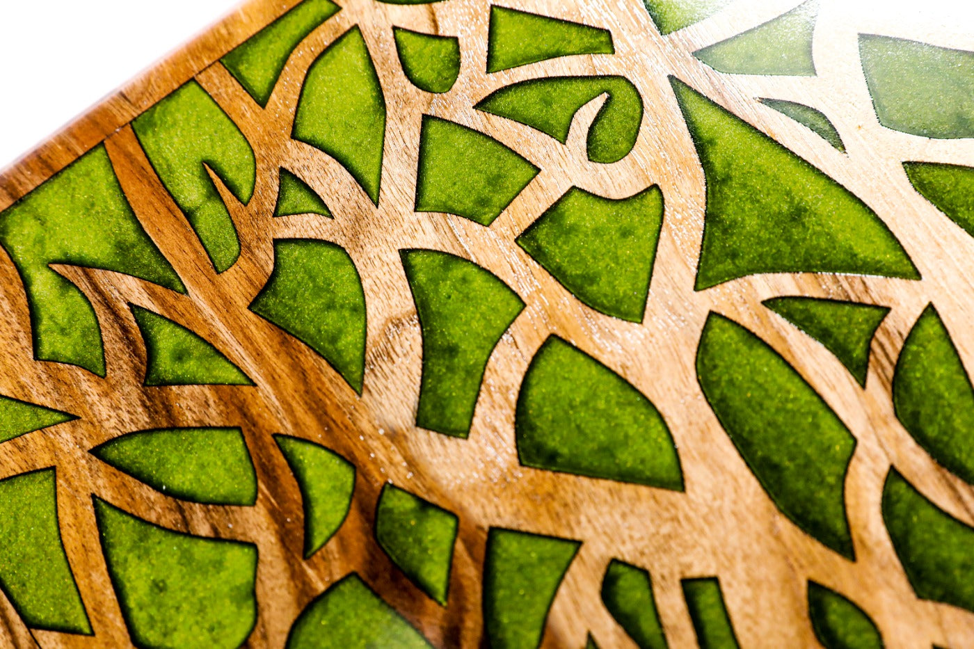 Backgammon Board - Classic Green Epoxy Trees Wooden Two-Sided - Unumperfectus