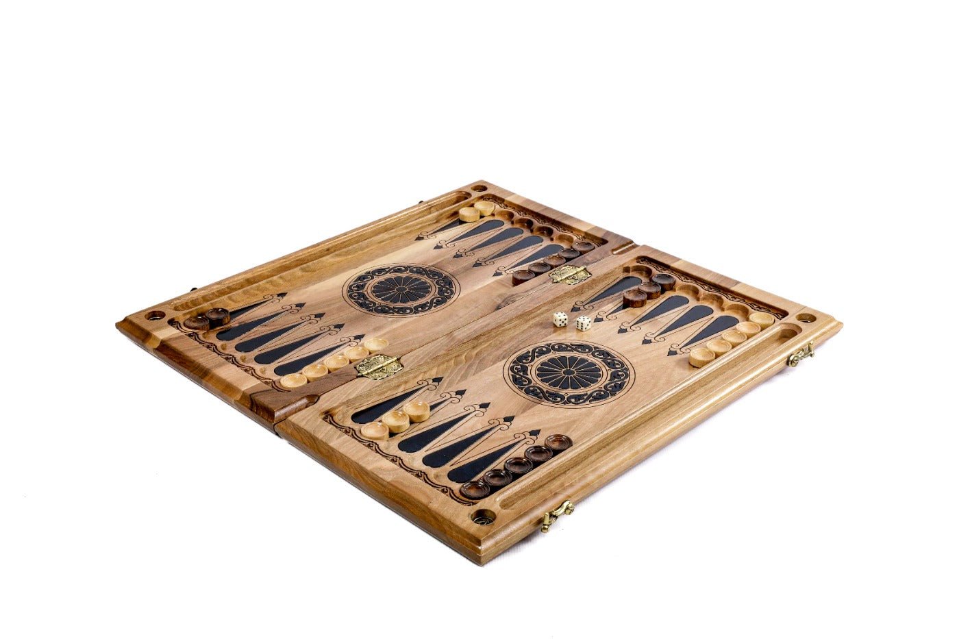 Premium handcrafted wooden backgammon board nature epoxy two sided style