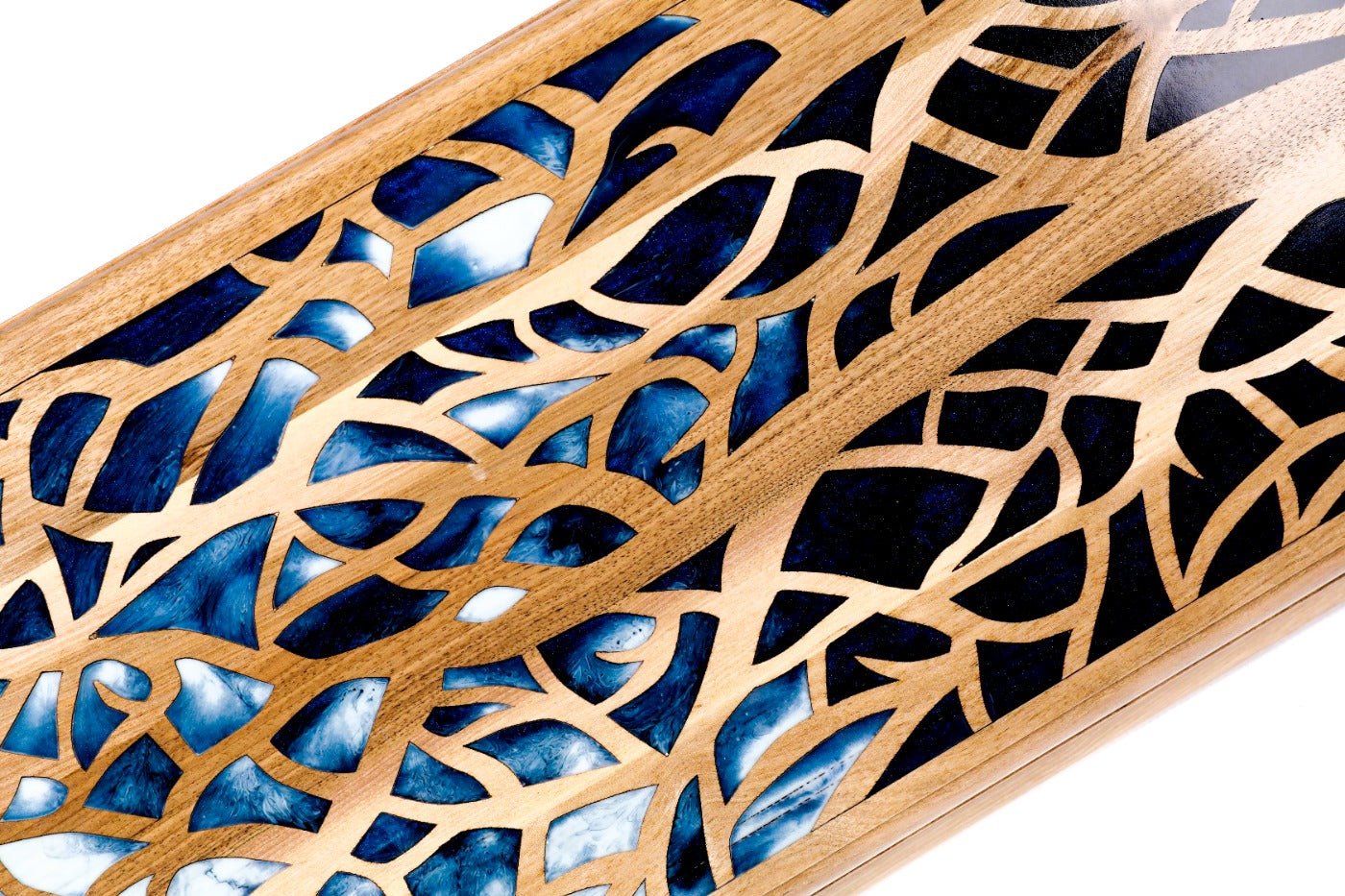 Luxury backgammon board tree inspired epoxy resin artistic pattern
