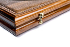 Epoxy Ornament backgammon board - playing pieces and dice arranged on the board