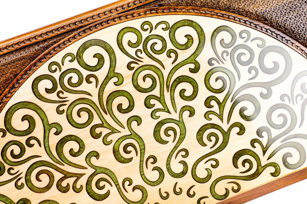 Luxury backgammon board ornamental epoxy artistic wood finish
