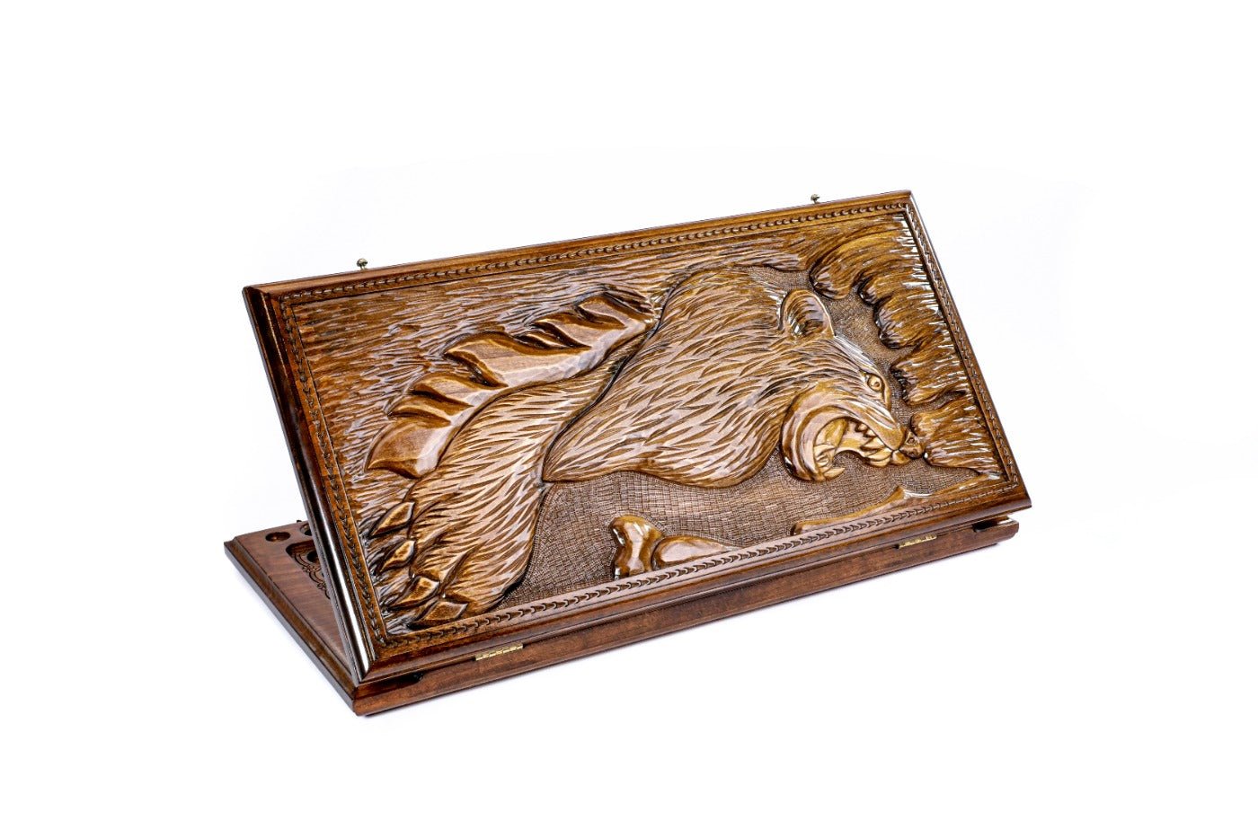 Wolf and eagle wooden backgammon board handcrafted classic design