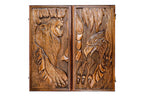 Wolf Eagle backgammon board - hand-carved detail shot